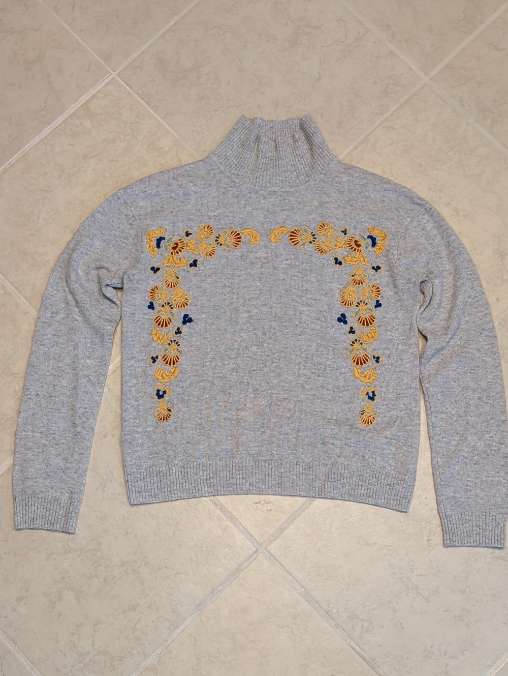 Magaschoni Turtleneck 100% Cashmere Embroidered Sweater